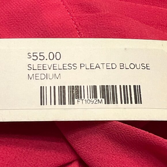 NWT FATE Brigtht Pink Sleeveless Pleated Blouse Size Medium - Picture 5 of 8